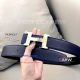 Perfect Replica Clemence Dark Blue Leather Belt Black Back With Gold Buckle (6)_th.jpg